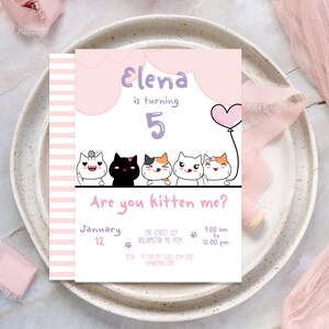 Cats Birthday Party Invitation, Printable Birthday Card with Funny Cats, Kitten Birthday Invite - BP139