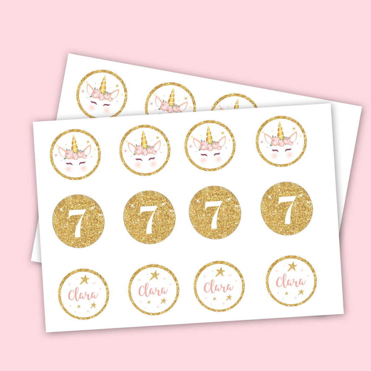 unicorn cupcake toppers unicorn birthday party to10 etsy