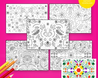 Flowers coloring page, printable adult coloring sheet, floral pack,  INSTANT DOWNLOAD -GC99