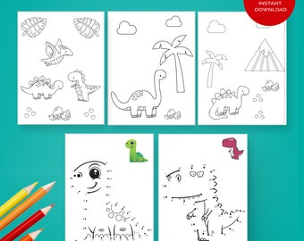 Dinosaur Coloring Pages: Kids Printable Activities (Digital Download)