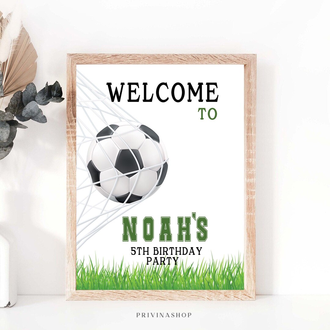 Soccer Birthday Sign Soccer Ball Party Poster Football