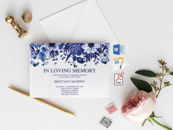 Funeral Announcement Template Printable Funeral Invitation Etsy