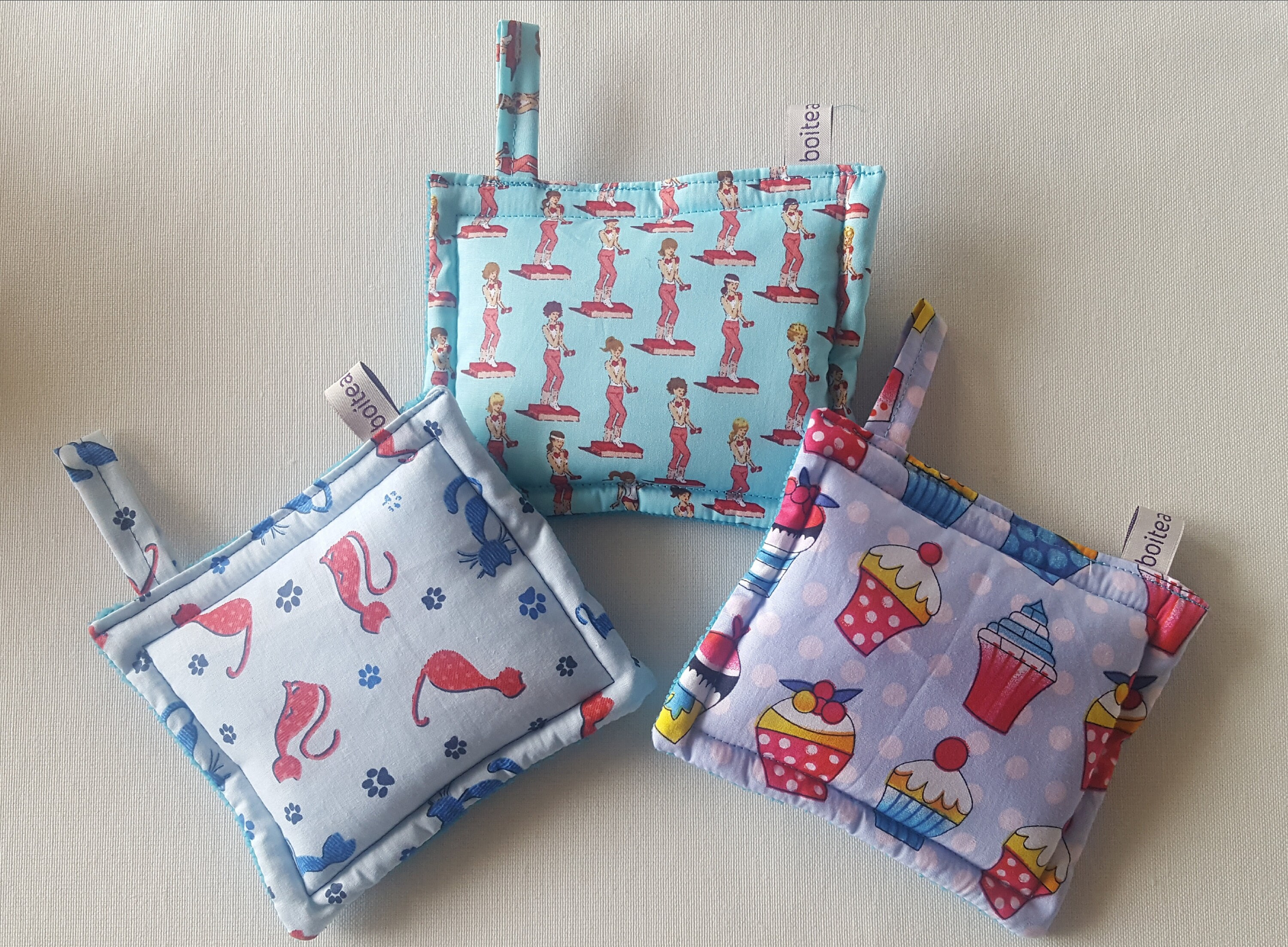 Eponge 1 Face Tissu Coton Déco et Microfibre Bleu Lavable Pratique