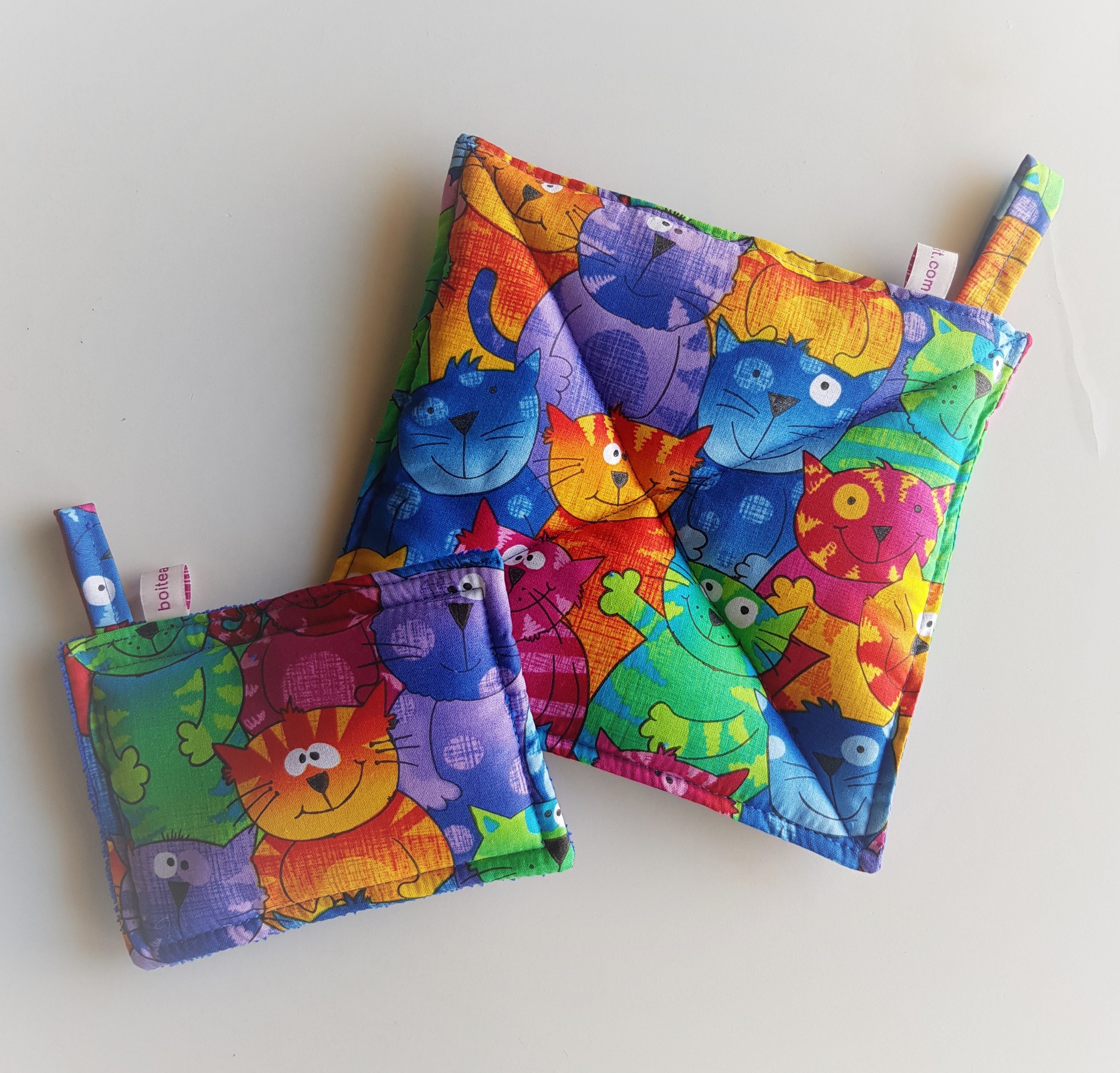 Manique Attrape Plat en Tissu et Eponge Coton Microfibre