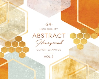 Watercolor Honeycomb clip art, PNG geometric shapes, transparent & opaque graphics