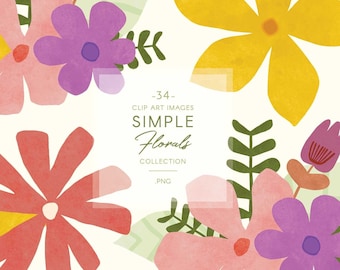 Watercolor Flower Clipart: Colorful Floral Illustrations (Digital Download)