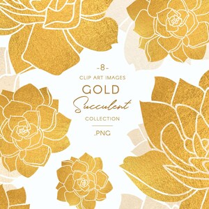 Conjunto de imágenes prediseñadas suculentas de oro, gráficos de cactus PNG