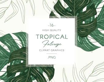 Tropische gebladerte illustraties, handgeschilderde bladillustratie, botanische lijntekening en kransen