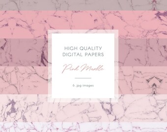 Pink Marble Textures: Digital Paper Pack (JPG Files)