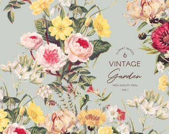 Vintage Flower bouquets clipart, PNG flourishes and wildflowers, botanical illustrations perfect for weddings or branding