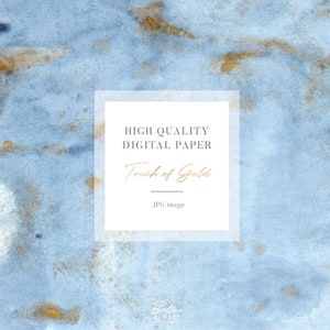 May include: Digital paper with a blue and gold watercolor background. The text "HIGH QUALITY DIGITAL PAPER Touch of Gold .JPG image" is in a white box.