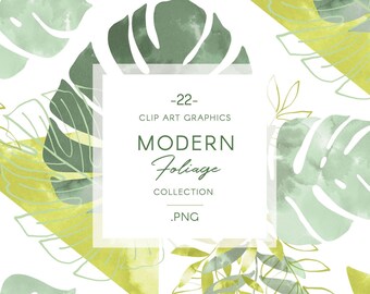 Groene aquarel tropische illustraties, PNG botanische bladeren en bloeit, Monstera en varenillustraties