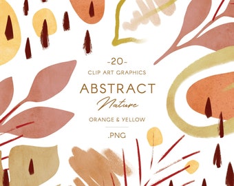 Abstract aquarel bladeren & vormen illustraties, eenvoudige moderne graphics