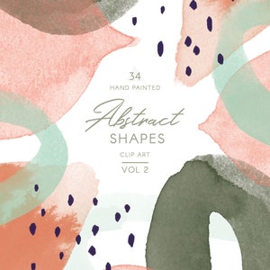 Abstracte aquarelvormen VOL 2, handgeschilderde clipart, transparante afbeeldingen voor overlays