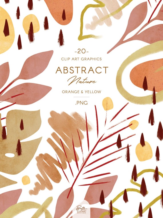 Abstract Watercolor Leaves & Shapes Clip Art Simple Modern | Etsy Canada