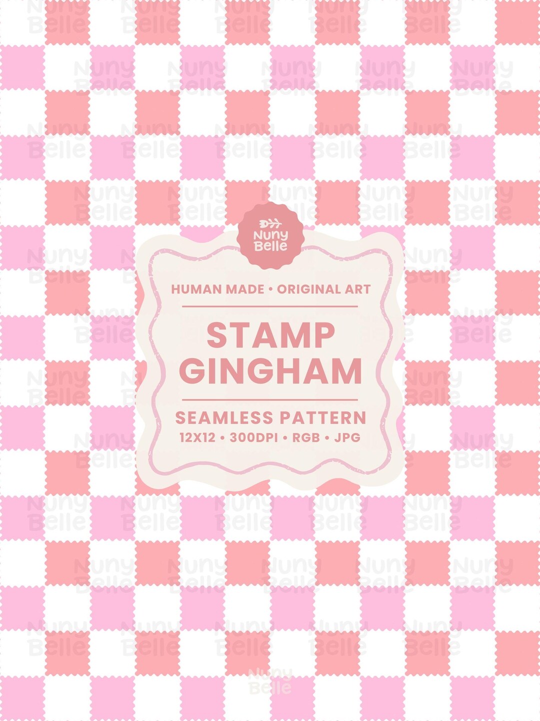 Stamp Gingham Seamless Pattern - Checkered Digital Paper for Small ...