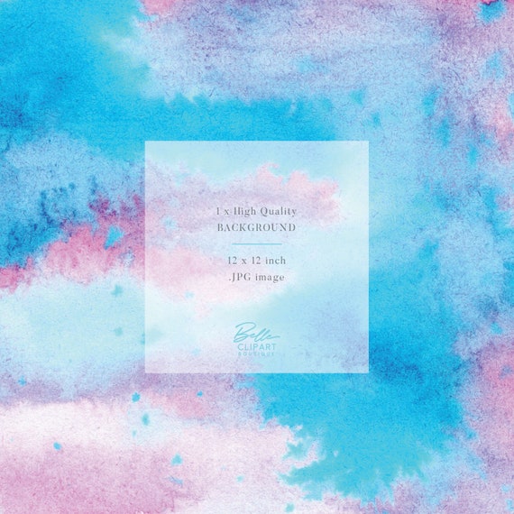 Abstract Pink Blue Watercolor Digital Paper Neon Sky Hand Etsy