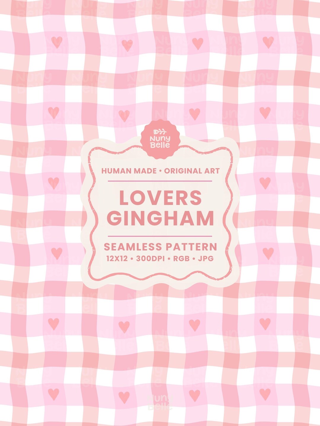 Pink Gingham Seamless Pattern, Wavy Plaid Digital Paper for Commercial ...
