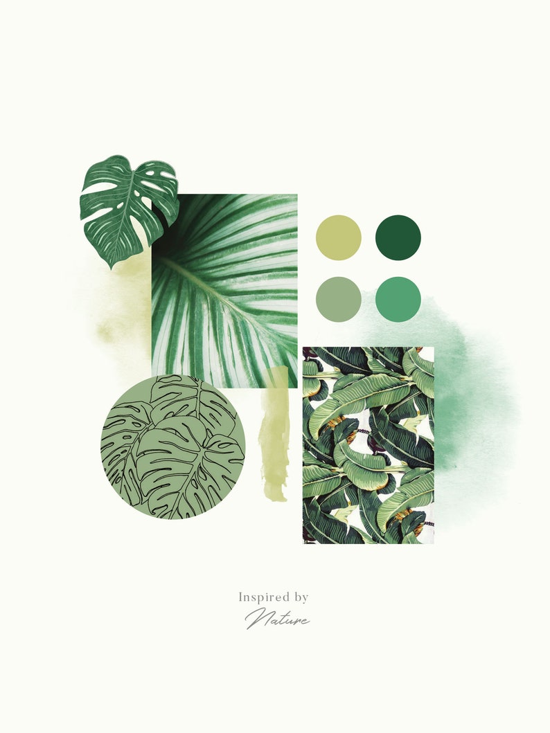 botanical line drawing /& wreaths hand painted leaf illustration Tropical Foliage clip art