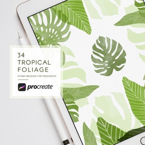 Pinceaux à tampons de verdure tropicale pour procréer, paquet de pinceaux numériques de feuilles d'aquarelle, tampons modernes, verdure, couronnes et cadres
