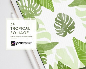 Tropisches Aquarell Blatt Stempelpinsel: Procreate Pinselpaket