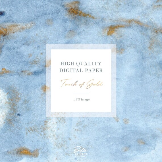 Abstract Watercolor Digital Paper In Prussian Blue And Gold Etsy
