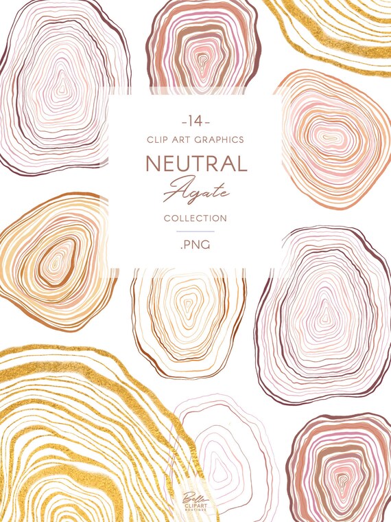 2 digital papers included abstract pink /& orange line art shapes Agate clip art