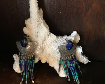 Dangly beaded sterling silver earrings