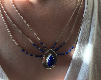 Sterling silver and lapis necklace