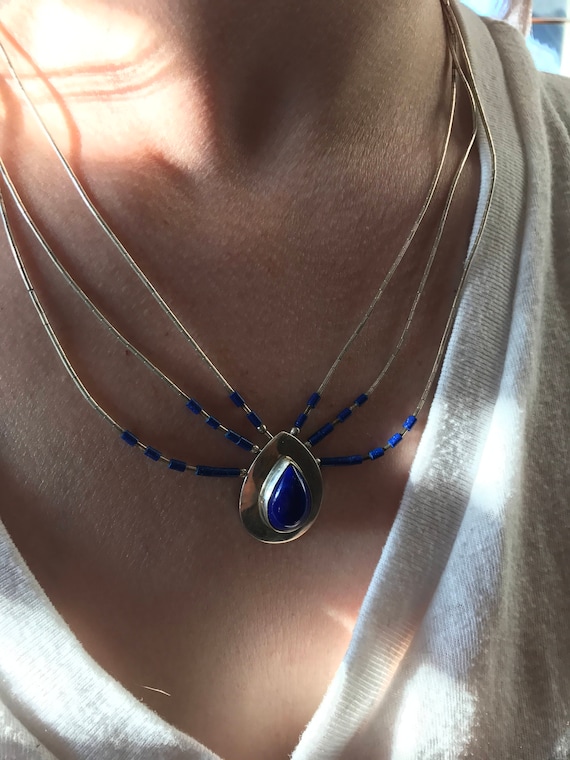 Sterling silver and lapis necklace