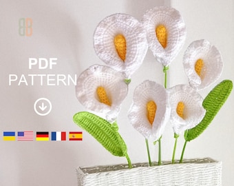 Calla Lily Flowers Crochet Pattern| Crochet Flower Bouquet Pattern| Crochet Flower Pattern| Wedding Flower