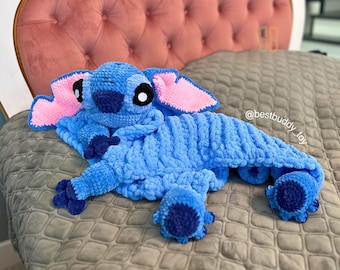 Crochet Stitch Blanket Toy| Amigurumi blue alien Toy | Crochet baby Toy Stitch | Plush toy for baby | Gift for baby | Toy for toddler