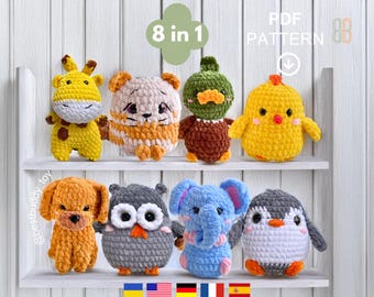 Amigurumi Animals Crochet Pattern | 8-in-1 Set (PDF Tutorial)
