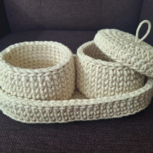 Crochet baskets, small storage basket, bathroom baskets with lid, modern home storage, gift for women, jewelry basket, desk organaiser