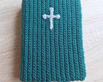 Gehaakte bijbelomslag: handgemaakt zacht garen, christelijk cadeau