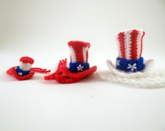 Tiny uncle Sam hat, hat for hamster, small lizard hat, clothes for pets, hat for pet, hat for sugar glider, hat for rat, hat for hedgehog