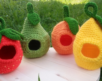 Casa de crochet para mascotas pequeñas: cama colgante para hámster, juguete acrílico