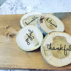 Coasters, customizable, rustic, inspiring, wood product, engraved item, home decor, kitchen, housewarming gift, gifts for her, gifts for him