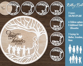 Mother Tree SVG, Tree Of Life, Laser cut file for Glowforge, Cricut, Mother's Day svg Mom Mum Svg, Layered Tree Svg, Digital Download