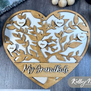 Cadeau grootouders stamboom | Commercieel | Valentijnsdag SVG Glowforge digitale download levensboom SVG kleinkinderen onze familie 3D-bestandsboom