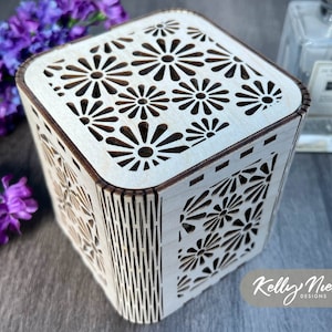 Daisies Wooden Gift Box SVG | Commercial Laser Cut File | Jewelry Box Wedding Gift Box | Wood Box SVG Glowforge Digital Download