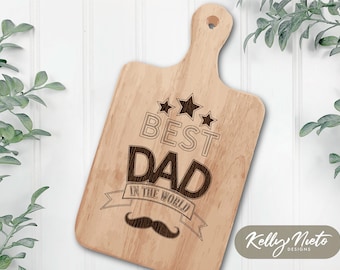 Father's Day SVG laser files, Best Dad in the World Glowforge file, Personalized Dad gifts, Laser Dad SVG files, For Dad, Engraving file