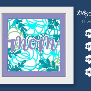 3D Mothers Day Floral Shadow Box, Layered Paper Art (Digital Download)