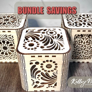 Wooden Gift Box SVG BUNDLE | Commercial Laser Cut File | Jewelry Box Wedding Gift Box | Wood Box SVG Glowforge Digital Download