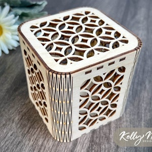 Wooden Gift Box SVG | Commercial Laser Cut File | Geometric Grid Jewelry Box Wedding Gift Box | Wood Box SVG Glowforge Digital Download