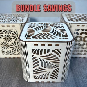 Wooden Gift Box SVG BUNDLE | Commercial Laser Cut File | 3 Versions Jewelry Box Wedding Gift Box | Wood Box SVG Glowforge Digital Download