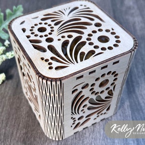 Wooden Gift Box SVG | Commercial Laser Cut File | Floral DotsJewelry Box Wedding Gift Box | Wood Box SVG Glowforge Digital Download