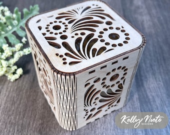 Floral Laser Cut Wood Gift Box SVG | Jewelry Box (Digital Download)
