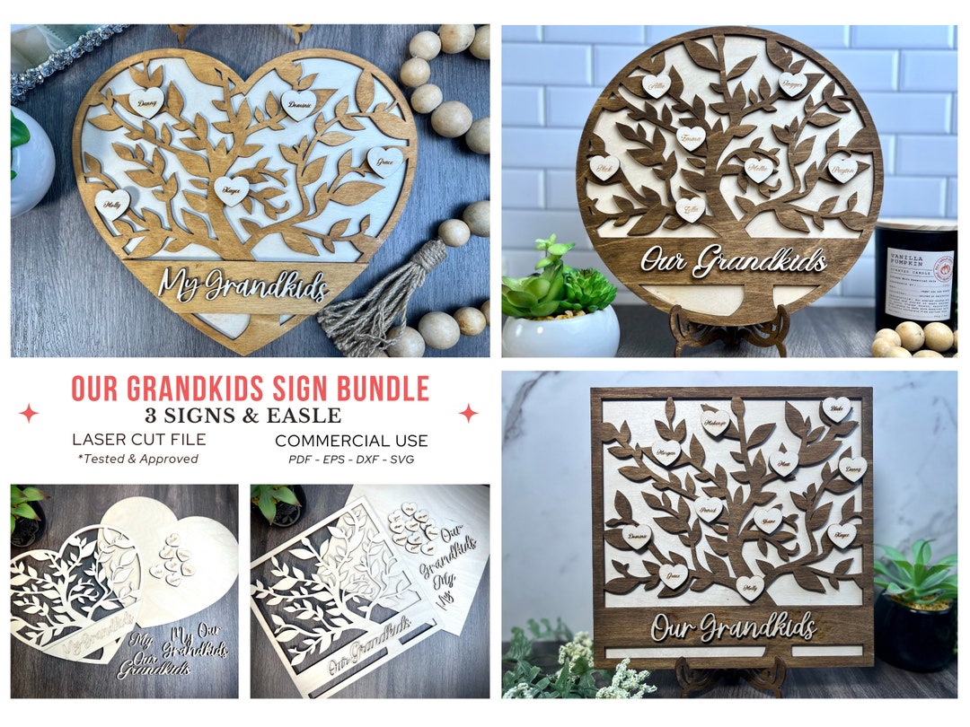 Family Tree Grandparent Gift Bundle Commercial SVG Glowforge Digital ...