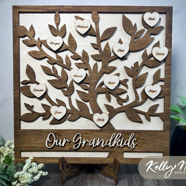 Personalized Family Tree Grandparent Gift | Commercial | SVG Glowforge Digital Download with Free Easel